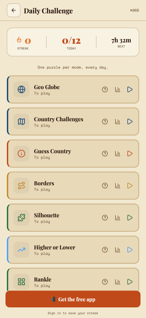 GeoG daily challenge: one daily run, identical for every player